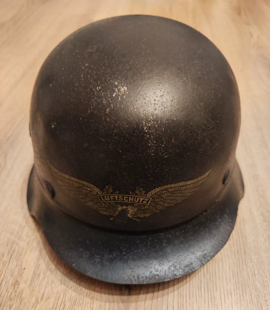 ORIGINALER M40 LUFTSCHUTZ HELM / STAHLHELM - WK II - WEHRMACHT - GUTER ZUSTAND