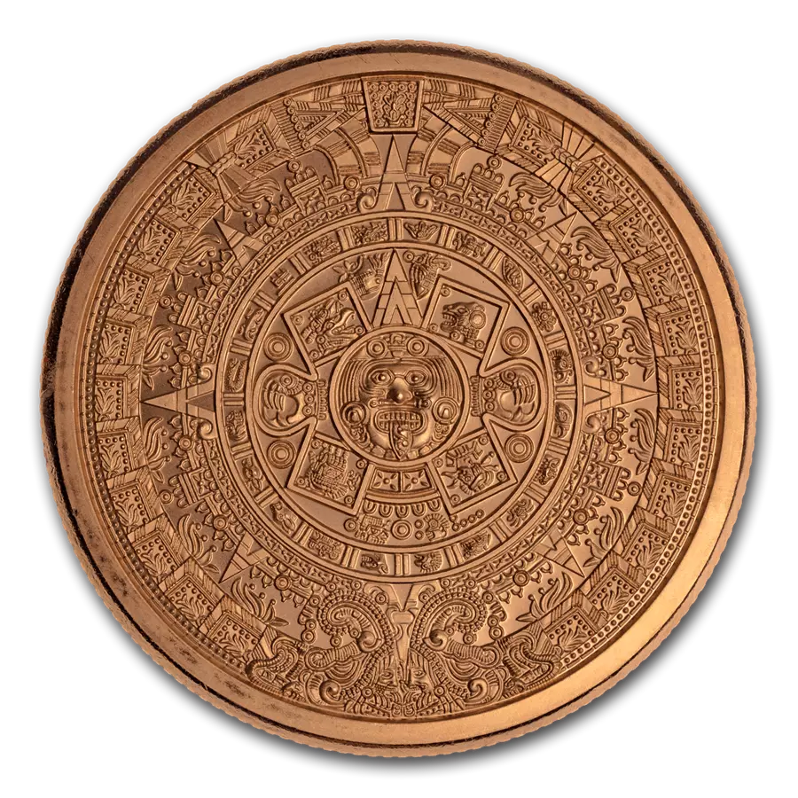 1 UNZE 999 KUPFER - MAYA KALENDER / AZTEKEN - KUPFERBARREN
