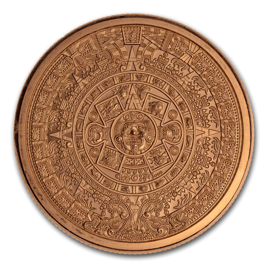 1 UNZE 999 KUPFER - MAYA KALENDER / AZTEKEN - KUPFERBARREN