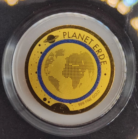 1/500 UNZE GOLD - PLANET ERDE - KOLORIERT - GOLDMÜNZE
