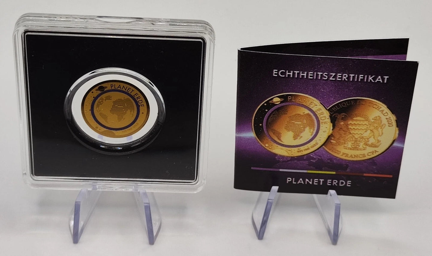 1/500 UNZE GOLD - PLANET ERDE - KOLORIERT - GOLDMÜNZE