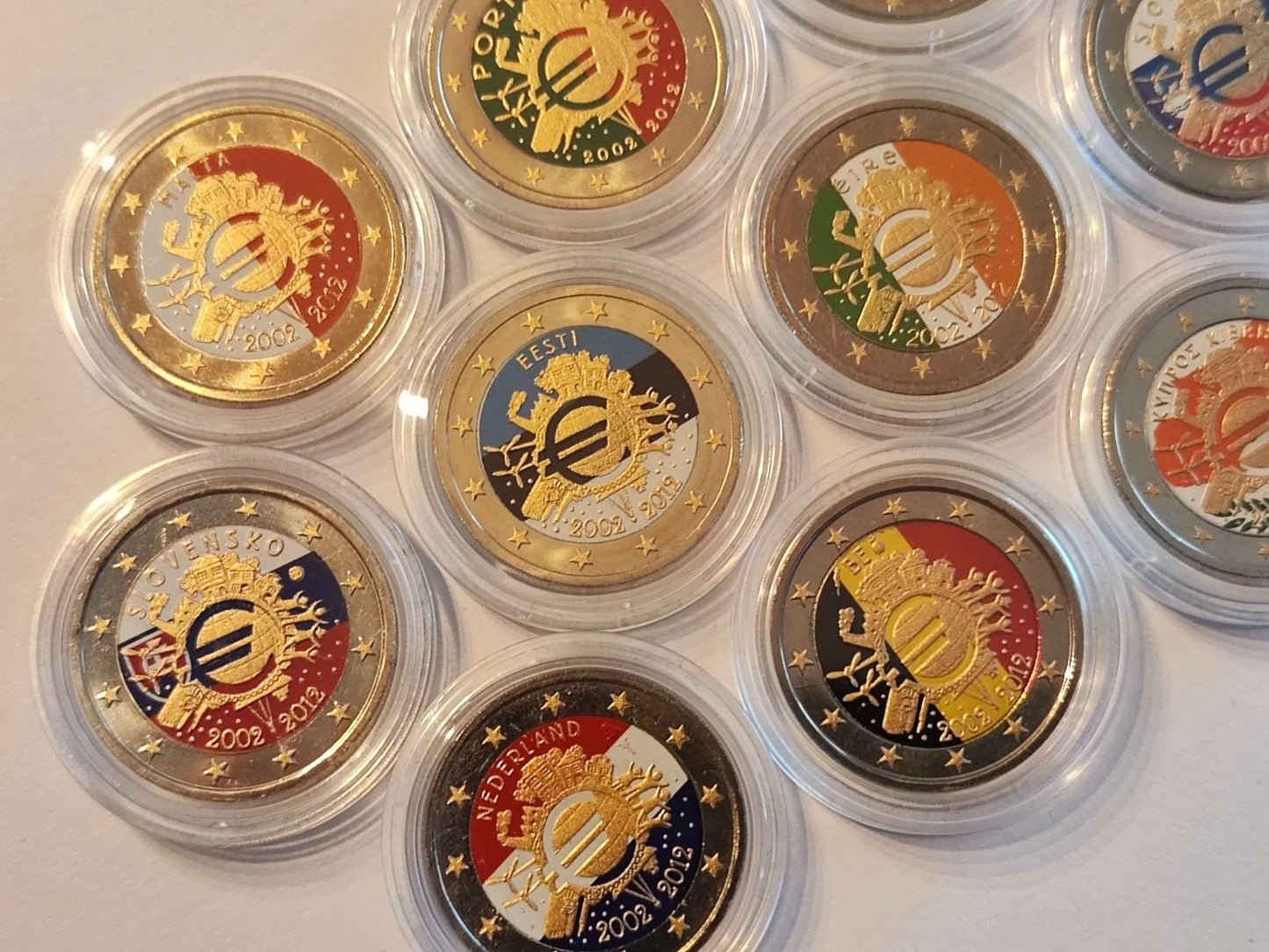 10 x 2 Euro Münze - Europa -10 Jahre Bargeld 2012 - koloriert