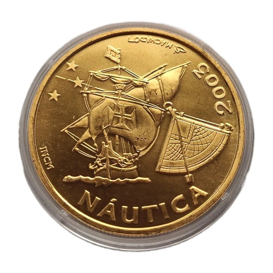10 Euro Münze - Portugal - Segelschiff 2003 - 24 Karat vergoldet