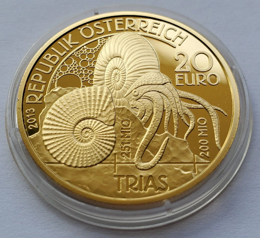 20 Euro Münze - Österreich - Leben im Wasser 2013 - Proof - 24 Karat vergoldet