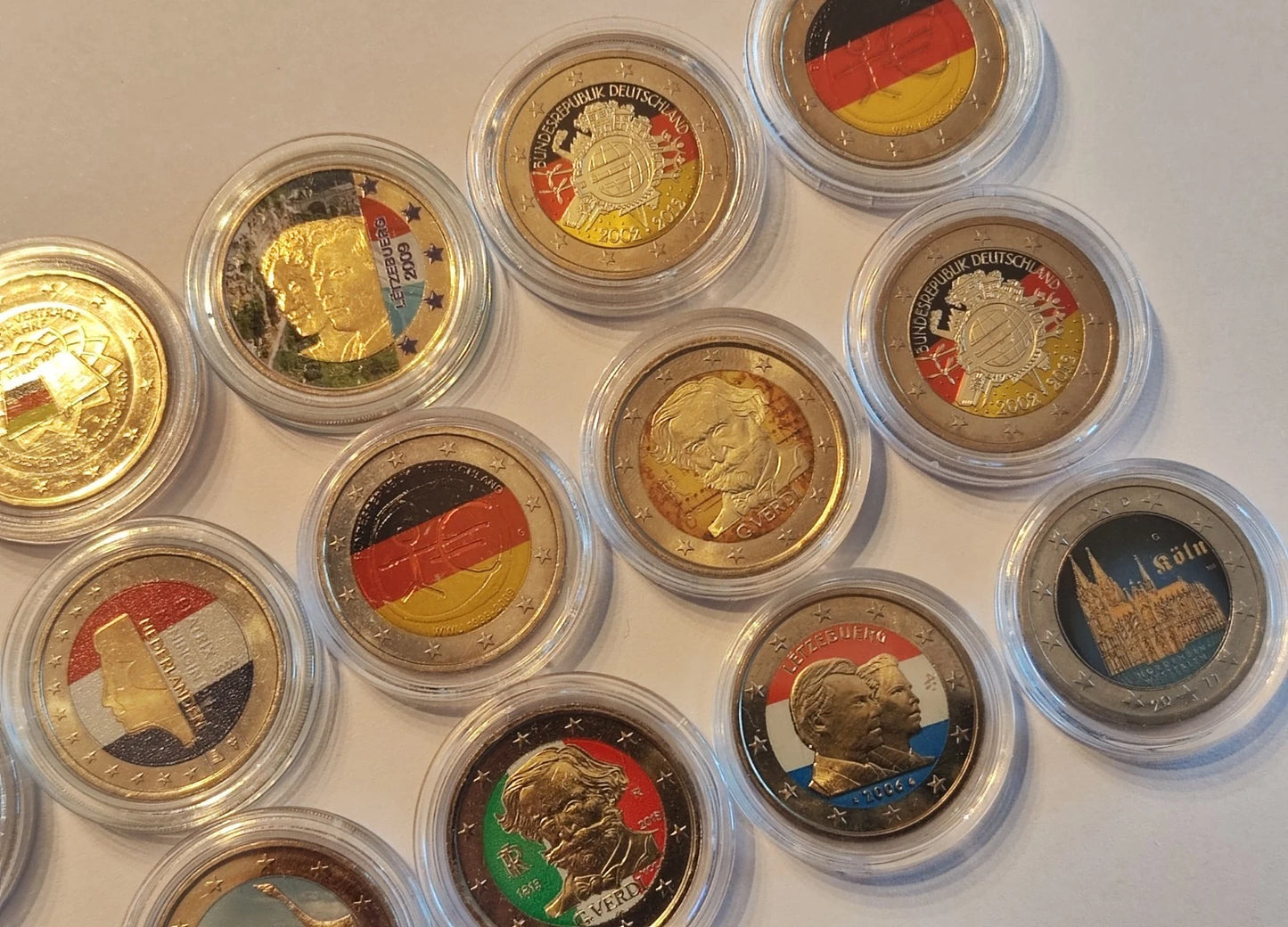 15 x 2 Euro Münze - Europa - koloriert