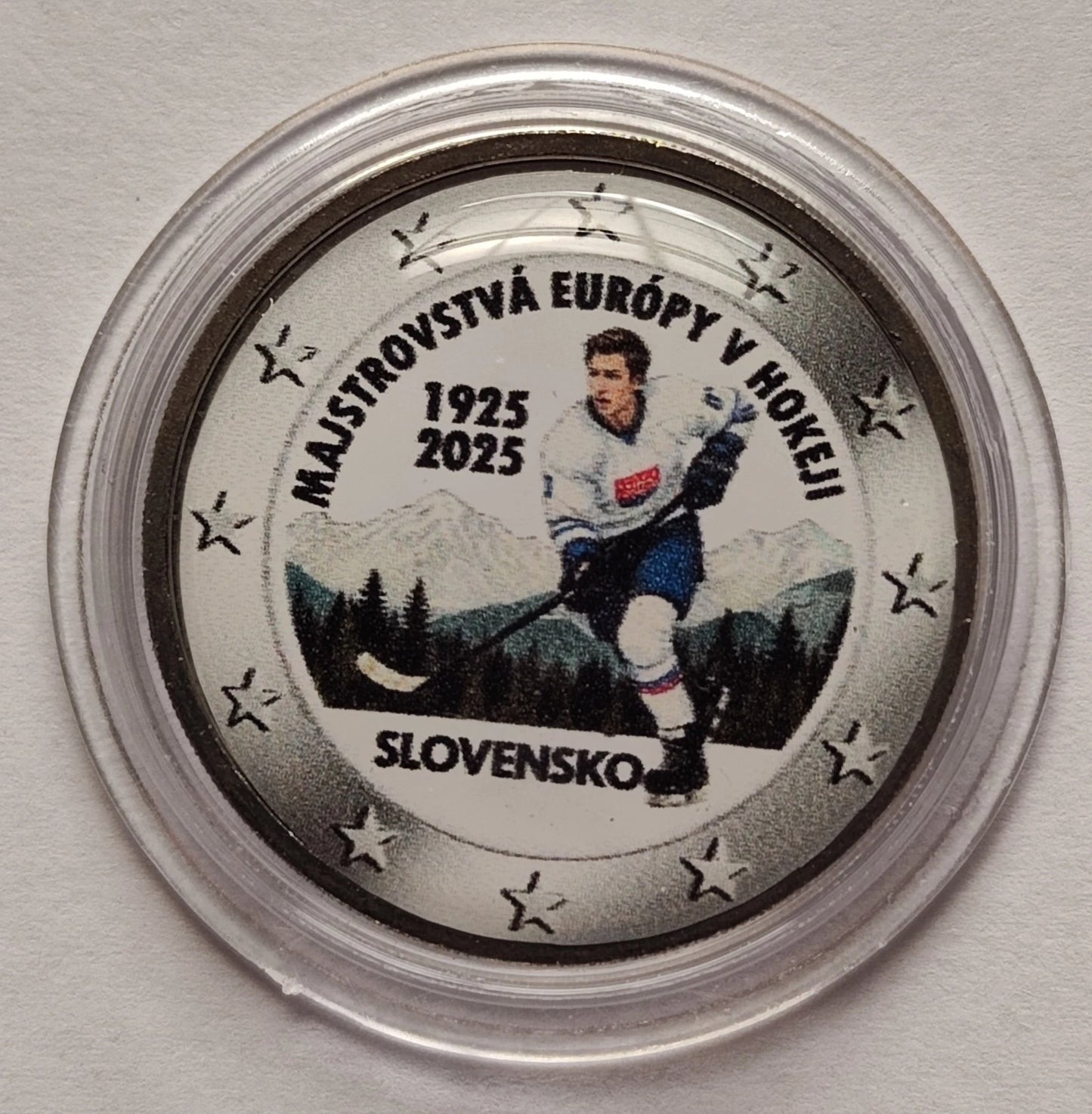 2 Euro Münze - Slowakei - Eishockey-EM 2025 - koloriert