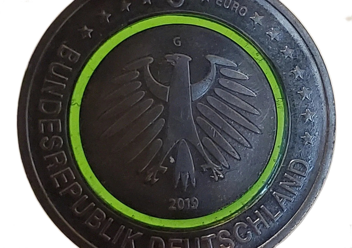 5 Euro Münze - Gemäßigte Zone 2019 - Polymerring - koloriert