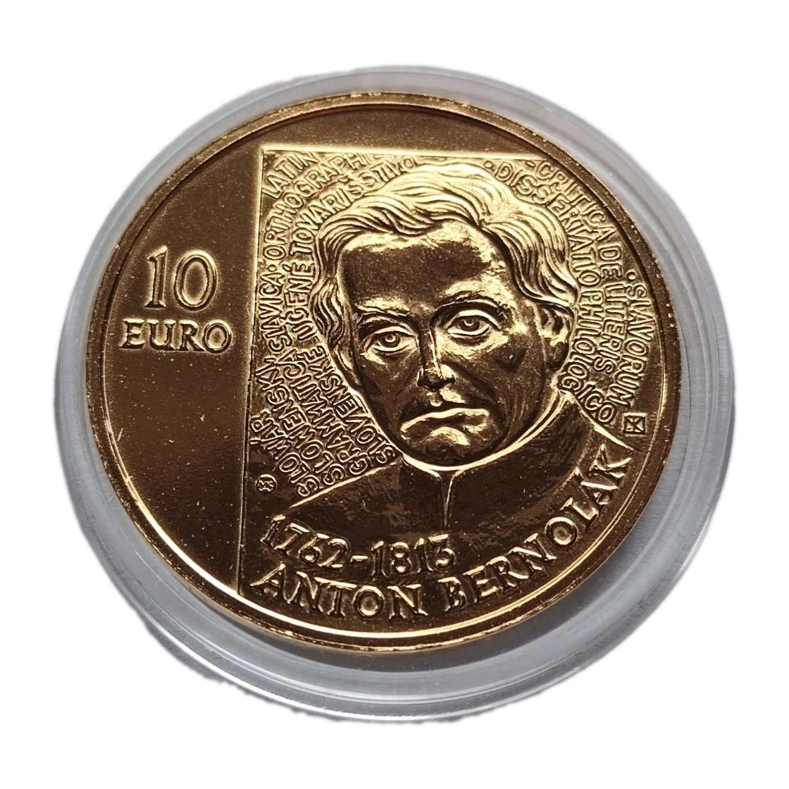 10 Euro Münze - Slowakei - 250. Geburtstag von Anton Bernolák 2012 - 24 Karat vergoldet
