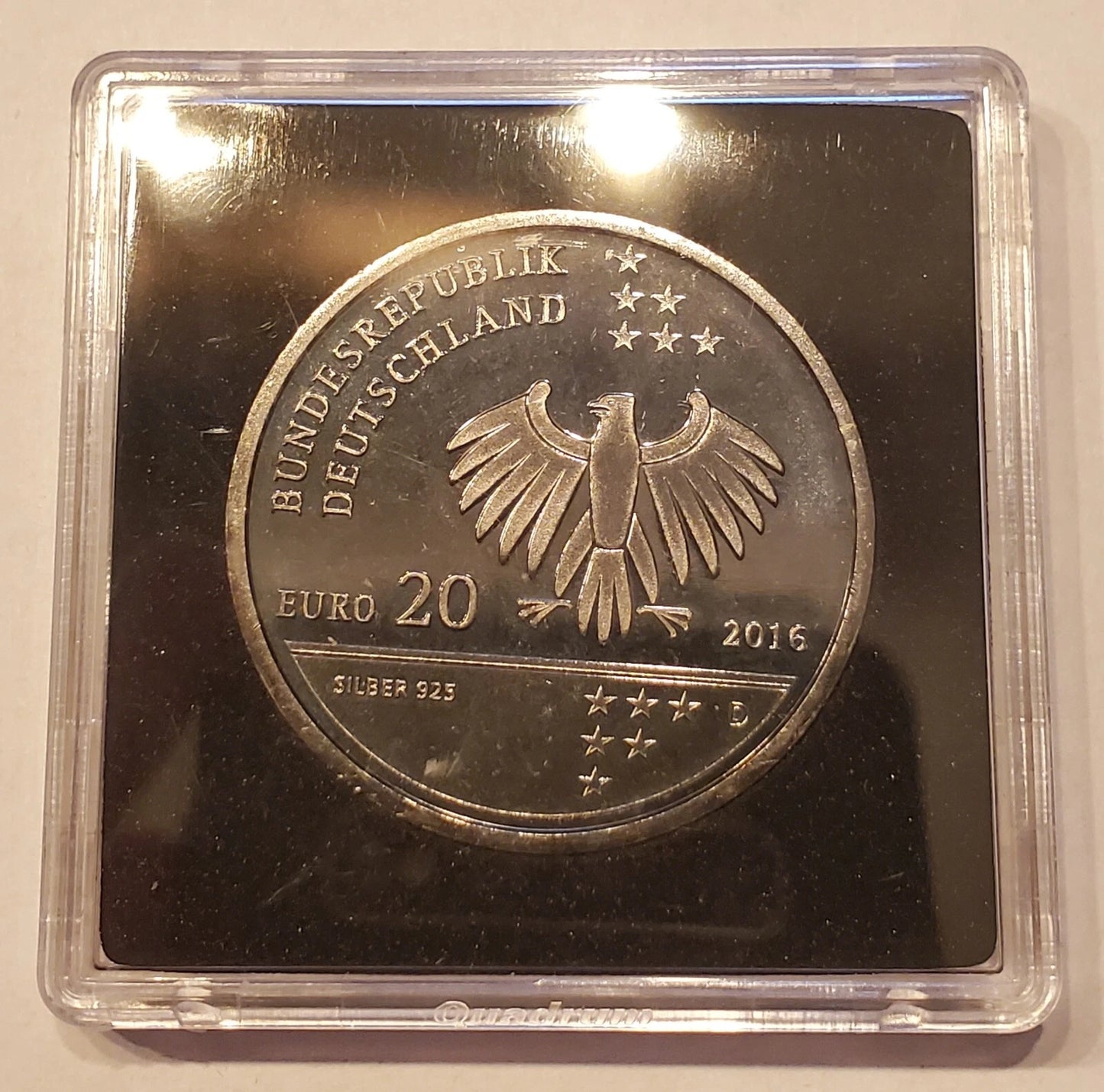 20 Euro Silbermünze - BRD - 200. Geburtstag Ernst Litfaß 2016 - mit Ruthenium & Gold veredelt