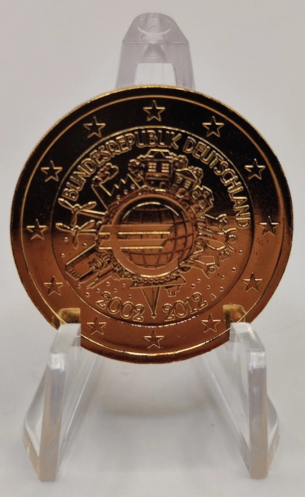 2 Euro Münze - Deutschland -10 Jahre Bargeld 2012 - vergoldet