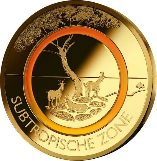 5 EURO MÜNZE - SUBTROPISCHE ZONE 2017  - POLYMERRING - VERGOLDET