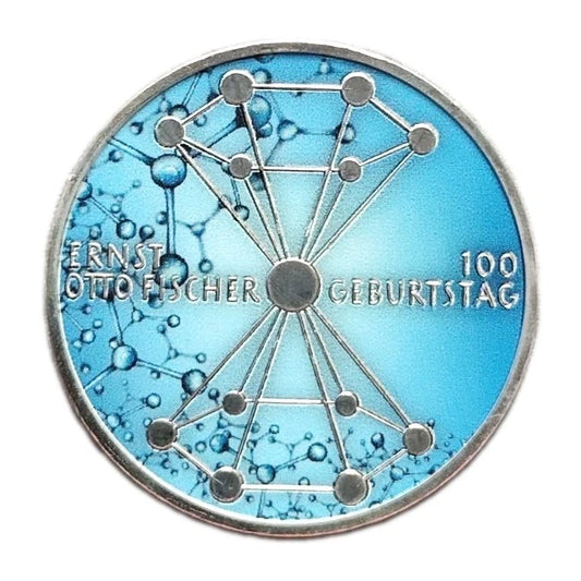 20 Euro Silbermünze - BRD - 100. Geburtstag von Ernst Otto Fischer 2018 - koloriert