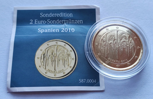 2 Euro Münze - Spanien - Mezquita von Cordoba - 2010 - vergoldet