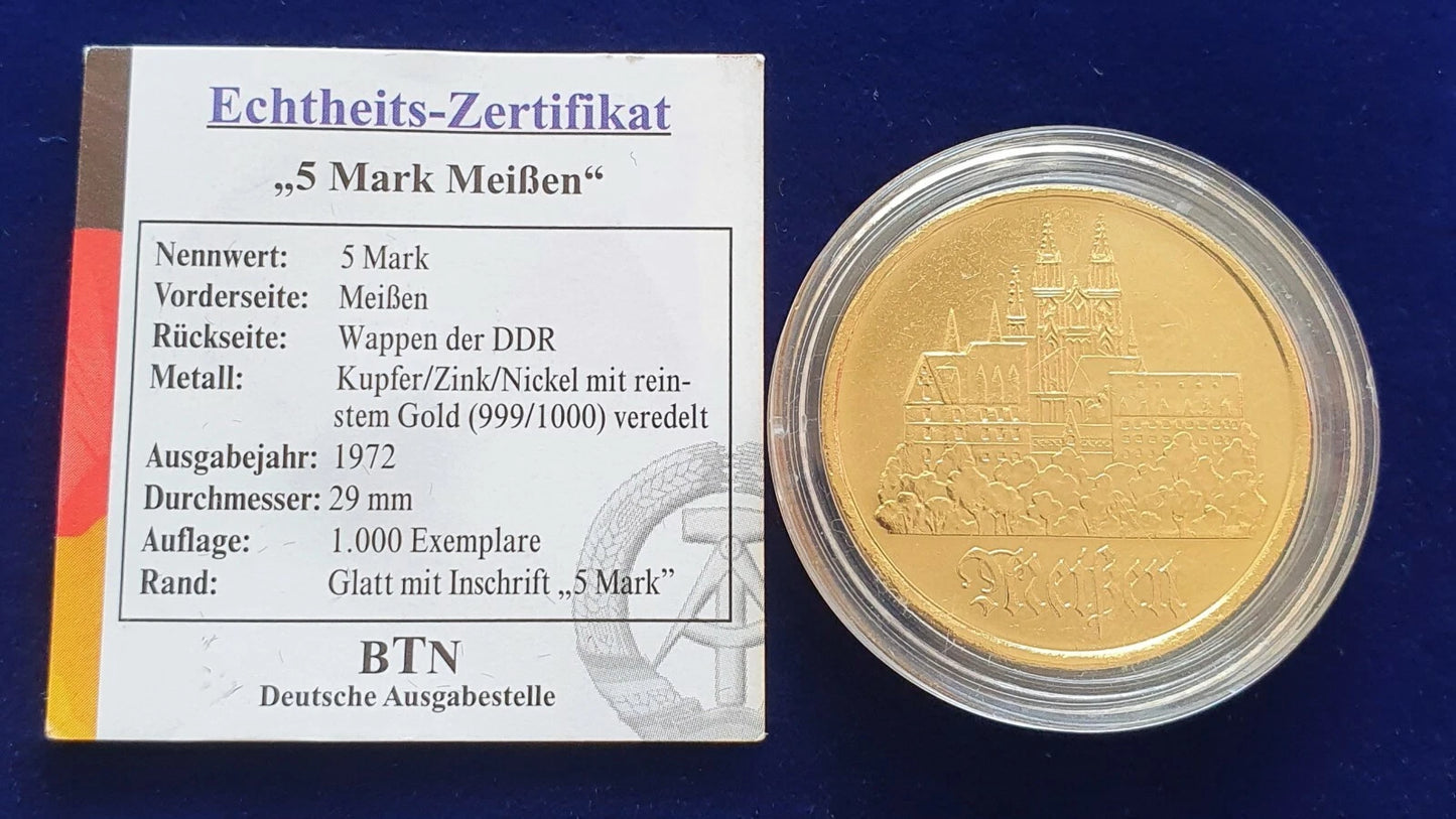 52 DDR Mark Münzen - 24 Karat Gold vergoldet
