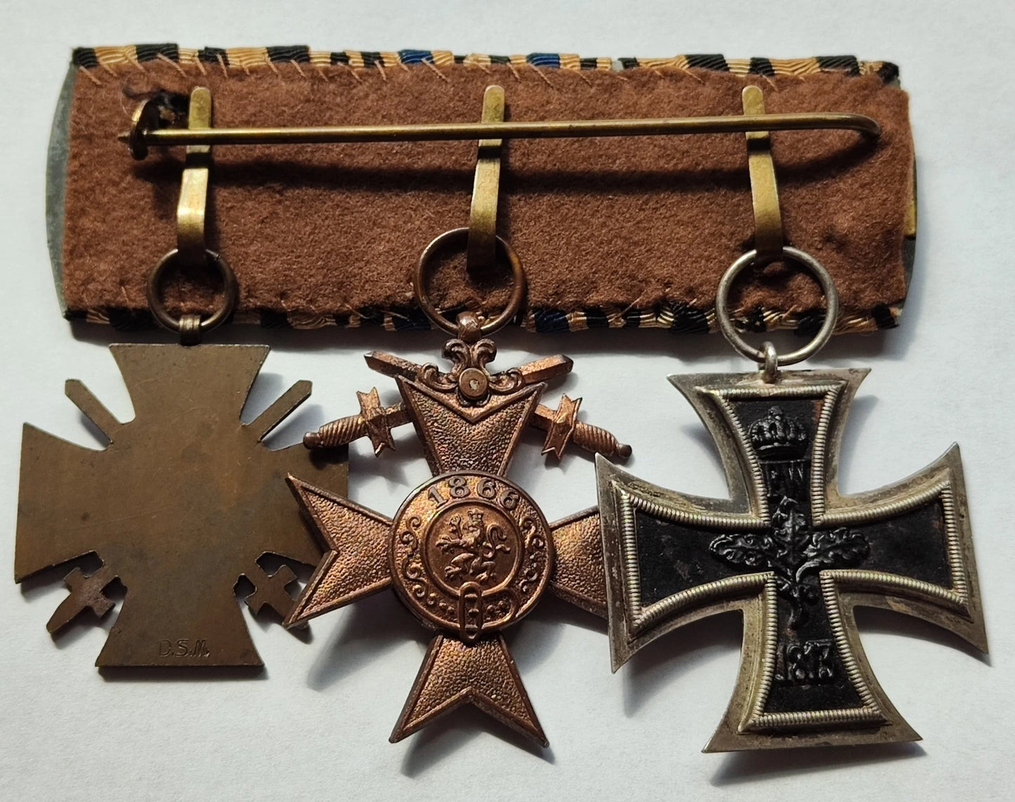 3 ORDEN - EISERNES & FRONTKÄMPFER KREUZ & BAYERISCHES VERDIENSTKREUZ 3. KLASSE 1866 - SPANGE