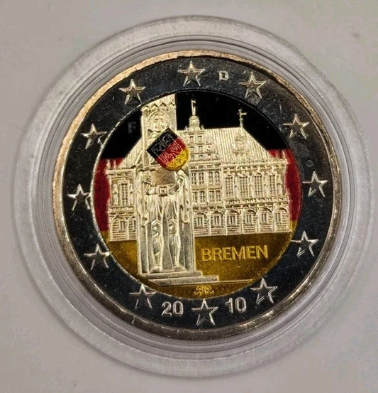 2 Euro Münze - BRD - Bremen Rathaus und Rolandstatue 2010 - koloriert