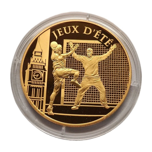 10 Euro Münze - Frankreich - Handball 2010 - Proof - 24 Karat vergoldet