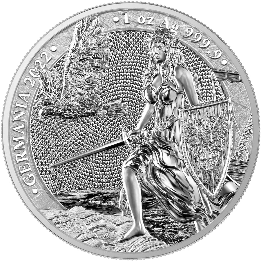 1 UNZE 999 SILBER - GERMANIA / SCHILD / SCHWERT / ADLER - SILBERMÜNZE