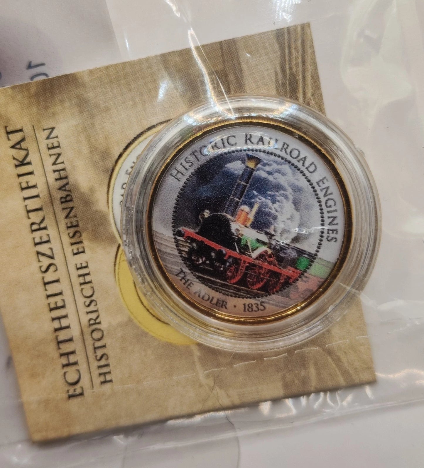 5 x 2 Euro Münze - Historische Eisenbahnen der Welt - koloriert & vergoldet