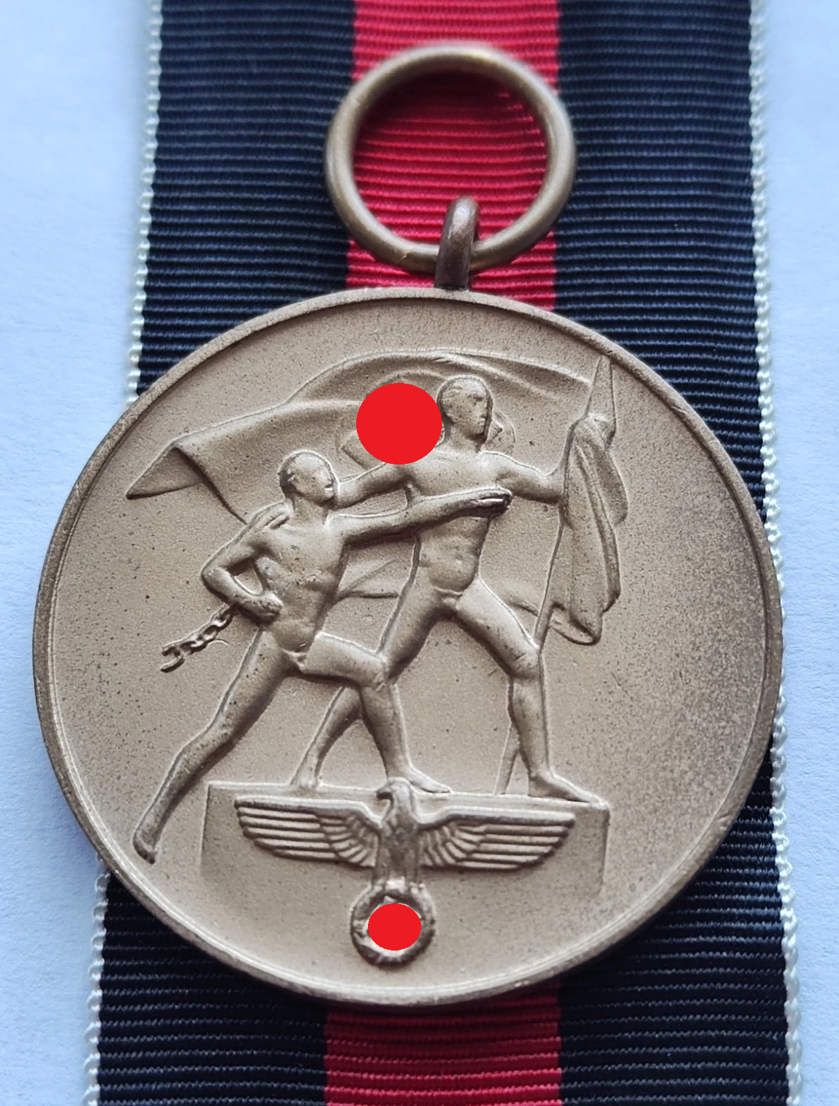 MEDAILLE - ERINNERUNG AN DEN STUDETENLAND-ANSCHLUSS - 1. OKTOBER 1938 - MIT BANDABSCHNITT - ORDEN