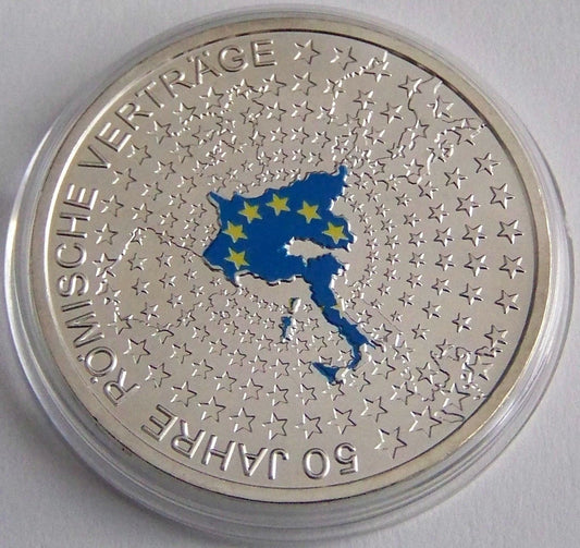 10 Euro Silbermünze - BRD - 50 Jahre Römische Verträge 2007 - koloriert