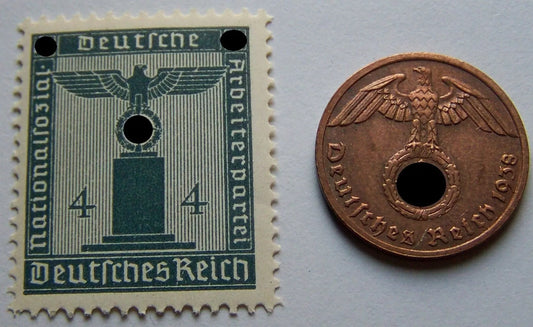 BRIEFMARKE + MÜNZE - DEUTSCHES REICH
