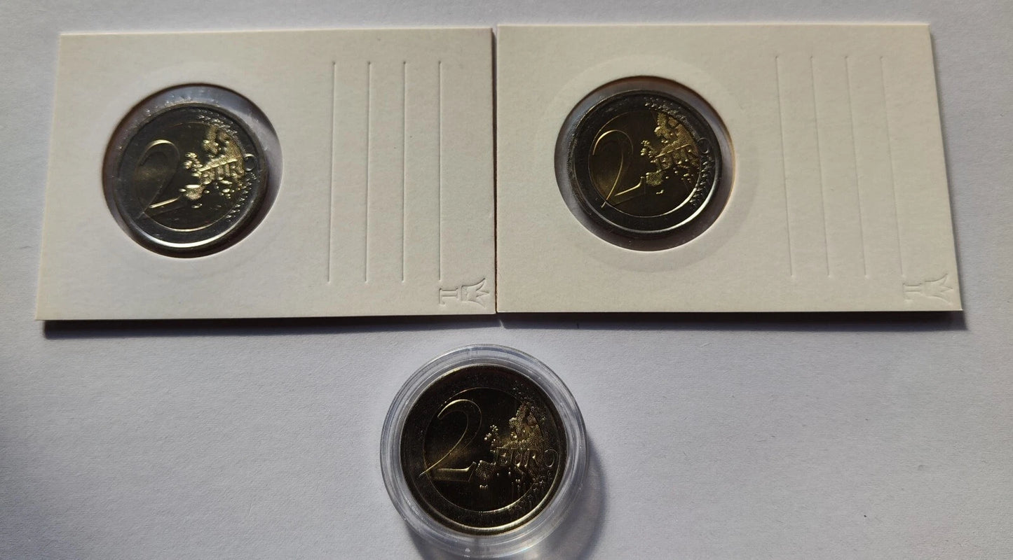 3 x 2 Euro Münzen Set - San Marino - koloriert & vergoldet