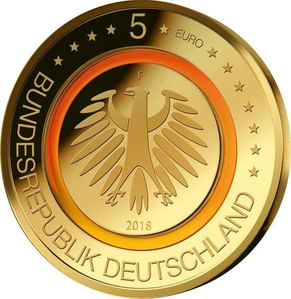 5 EURO MÜNZE - SUBTROPISCHE ZONE 2017  - POLYMERRING - VERGOLDET