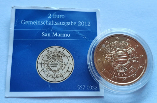 2 Euro Münze - San Marino - Gemeinschaftsausgabe - 2012 - vergoldet