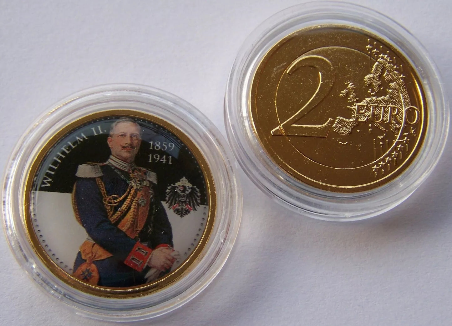 2 EURO MÜNZE - KAISER WILHELM II. - VERGOLDET & KOLORIERT