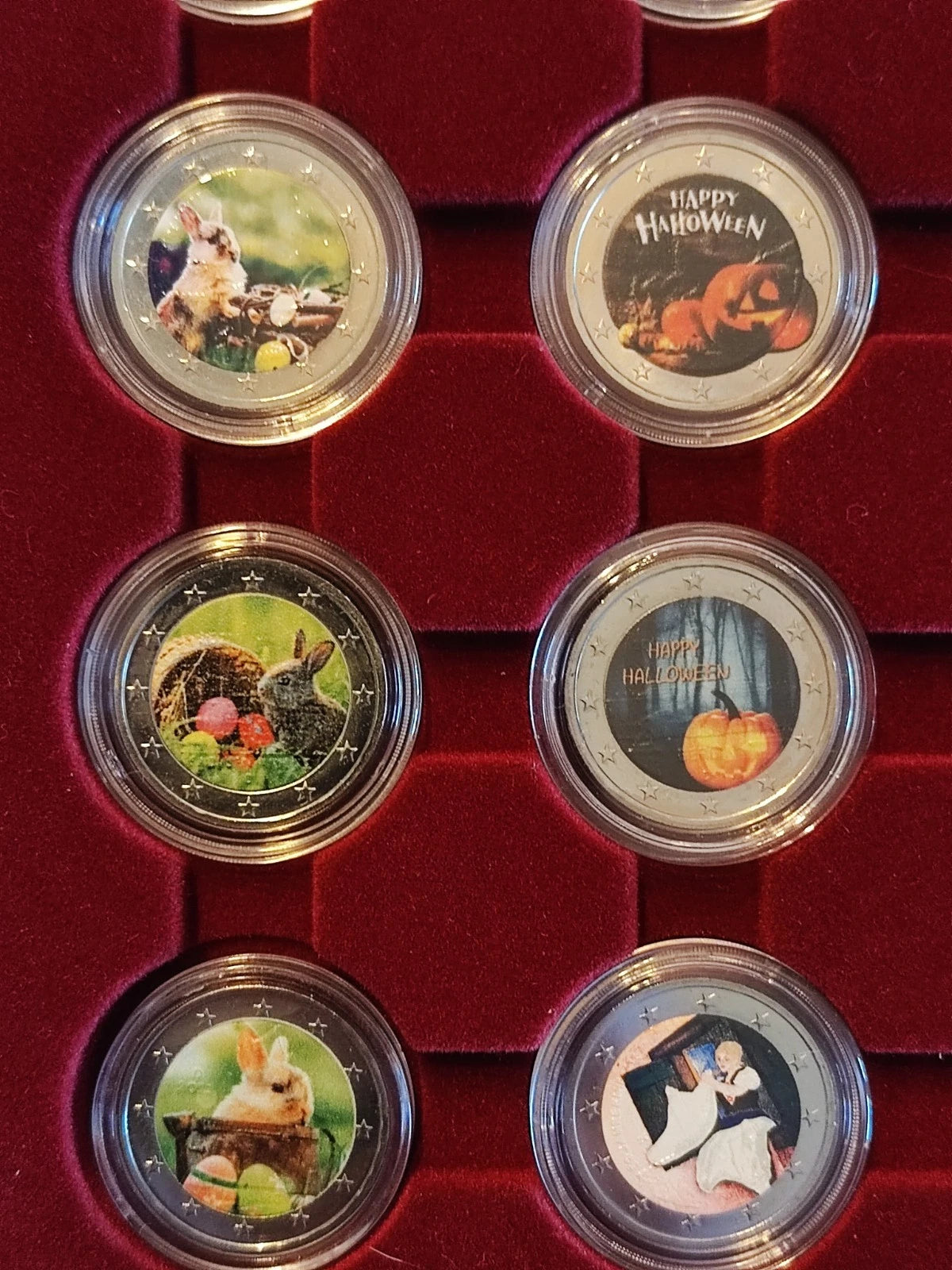 35 x 2 Euro Münze Sammlung mit Etui - diverse Motive / Europa - koloriert & vergoldet