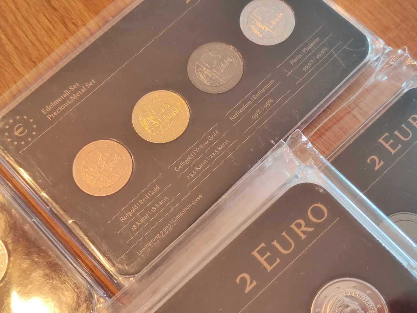 12 x 4 x 2 Euro Münzen Set - Europa Ausgaben - Platin / Rotgold / Ruthenium / Gold