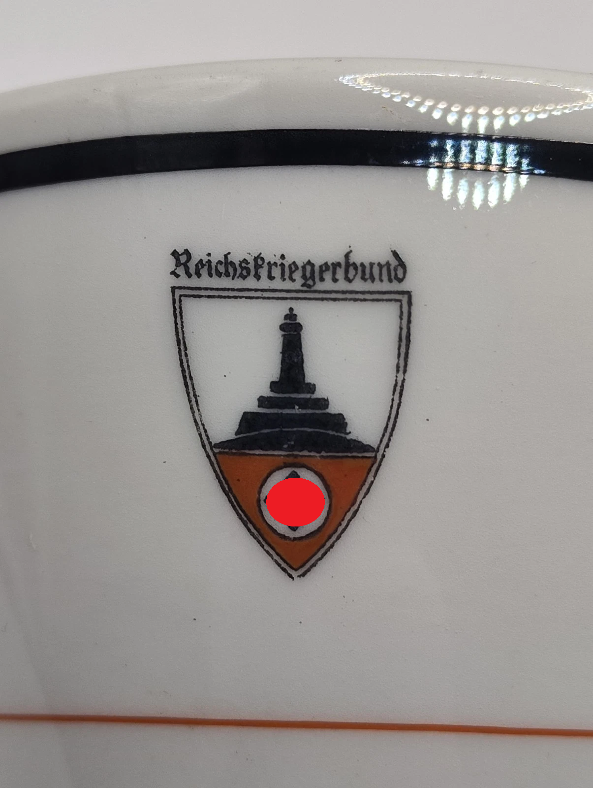 PORZELLAN TASSE - REICHSBUND - WAPPEN MIT HAKENKREUZ - HUTSCHENREUTHER