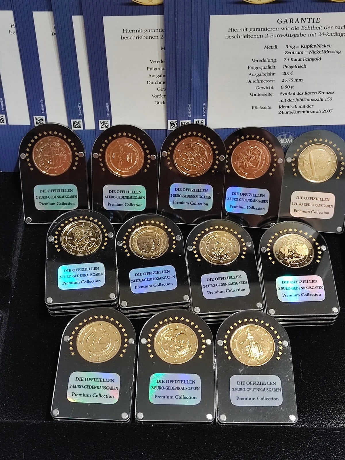 26 x 2 Euro Münzen - Europa - Premium Ausgabe - 24 Karat Gold vergoldet