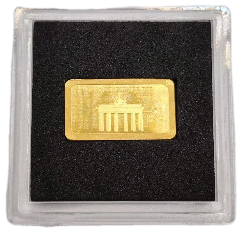 0,5 GRAMM GOLDBARREN - BRANDENBURGER TOR / BERLIN - SELTEN