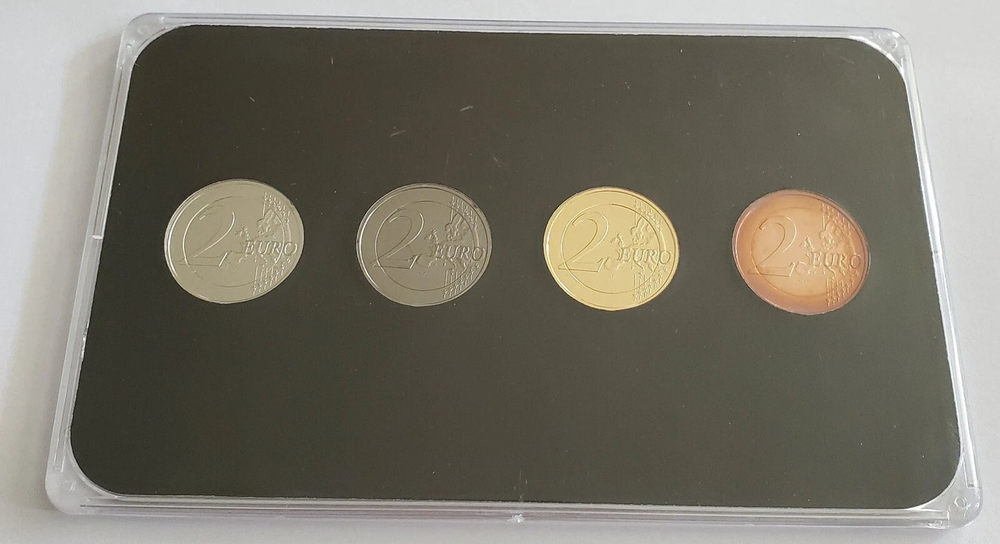 4 x 2 Euro Münzen Set - BRD - Helmut Schmidt 2018 - Platin / Rotgold / Ruthenium / Gold