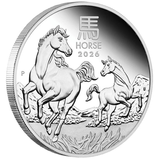 1/2 UNZE SILBER - LUNAR PFERD 2026 - PP / PROOF - SILBERMÜNZE