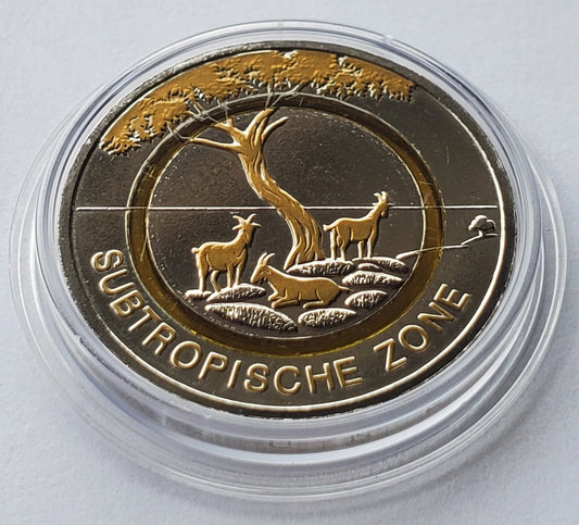 5 Euro Münze - Subtropische Zone 2017 - Polymerring - teilvergoldet