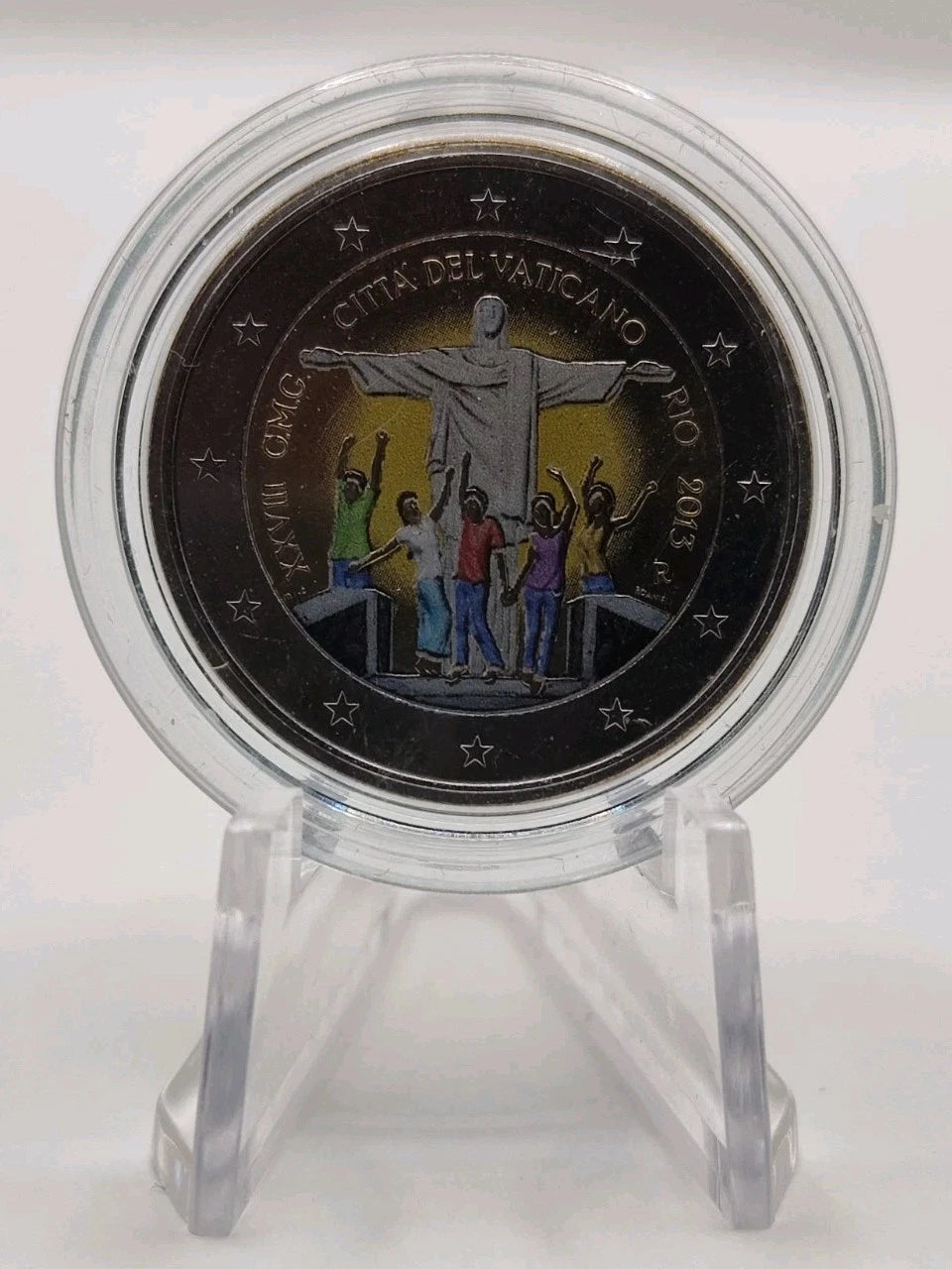 2 Euro Münze - Vatikan - Weltjugendtag Rio de Janeiro 2013 - koloriert - selten