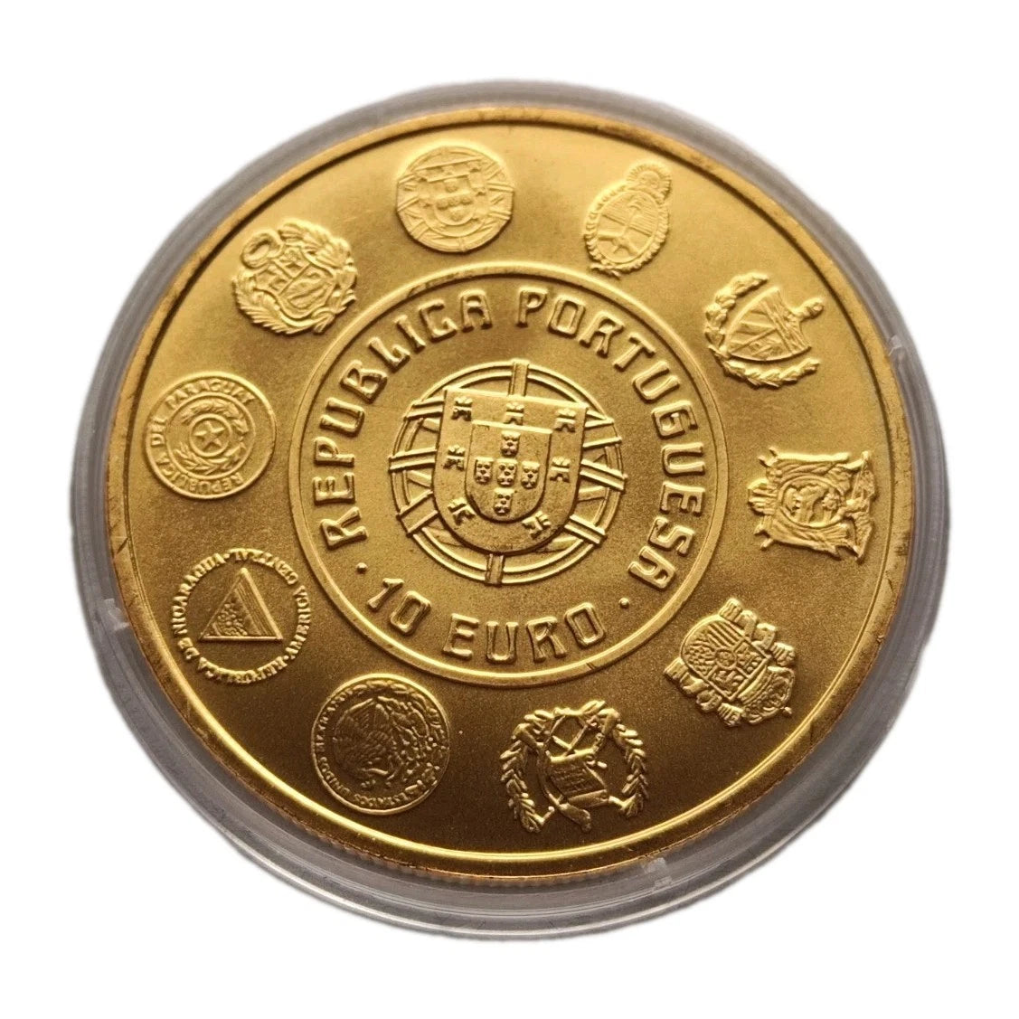 10 Euro Münze - Portugal - Segelschiff 2003 - 24 Karat vergoldet