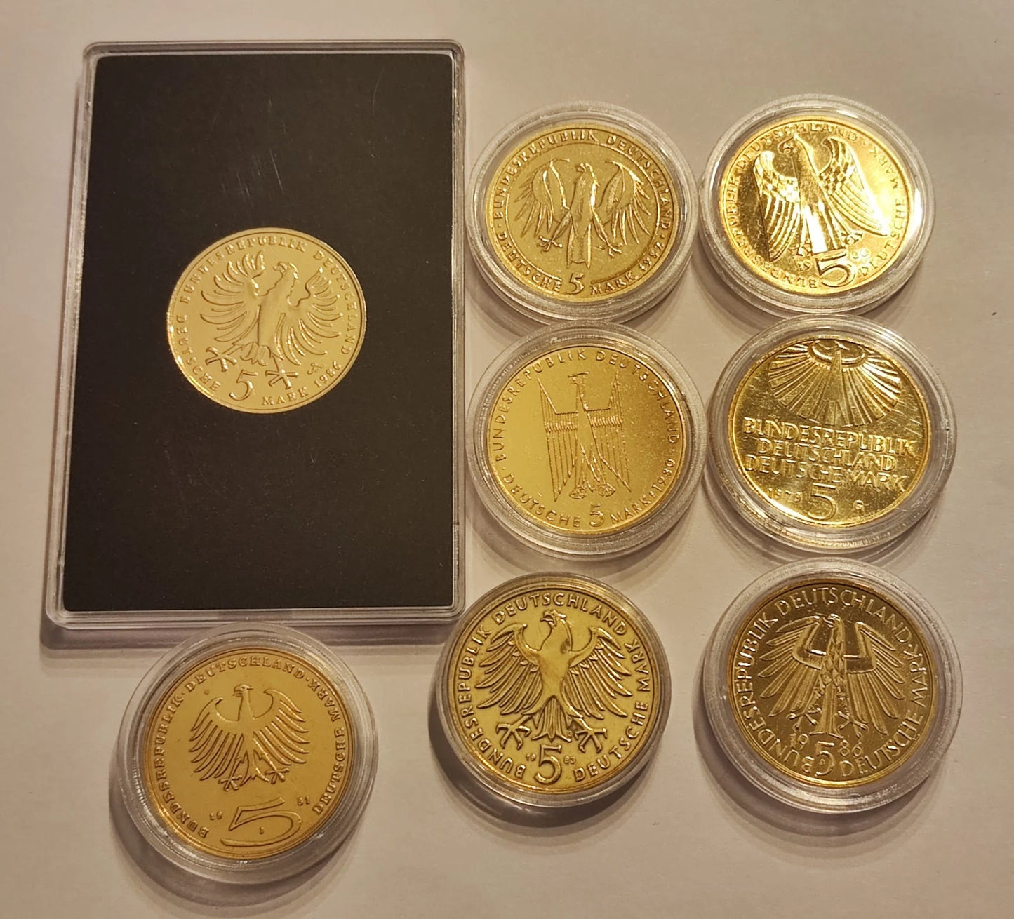 8 X 5 DM MÜNZE - 24 KARAT VERGOLDET