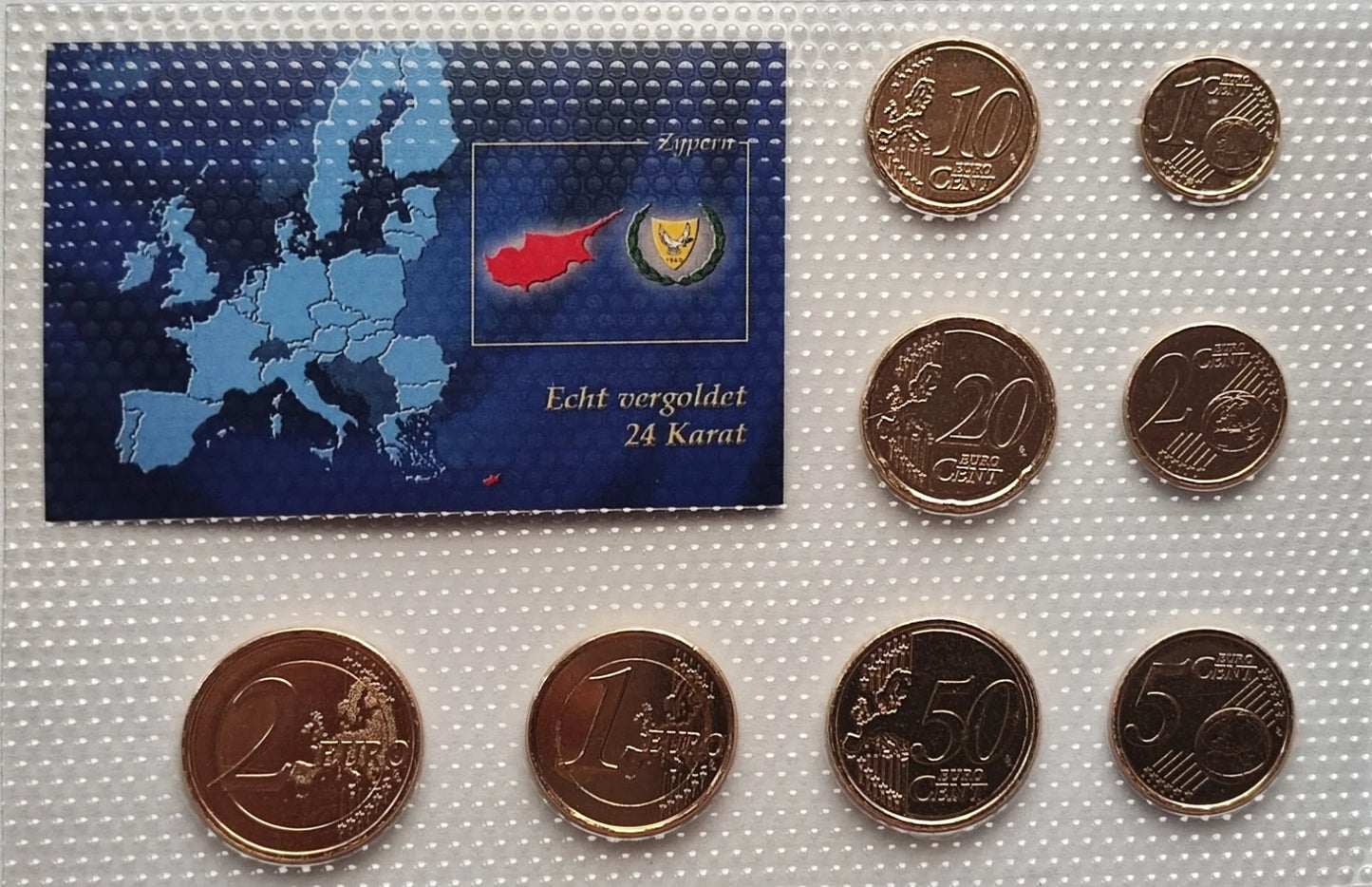 Euro KMS Kursmünzensatz - Zypern - komplett Satz - vergoldet