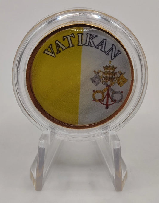 2 Euro Münze - Vatikan / Wappen - koloriert & vergoldet