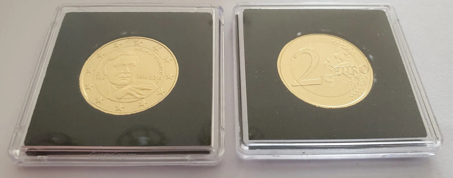 5 x 2 Euro Münze - BRD - Helmut Schmidt 2015 - komplett Satz ADFGJ - vergoldet