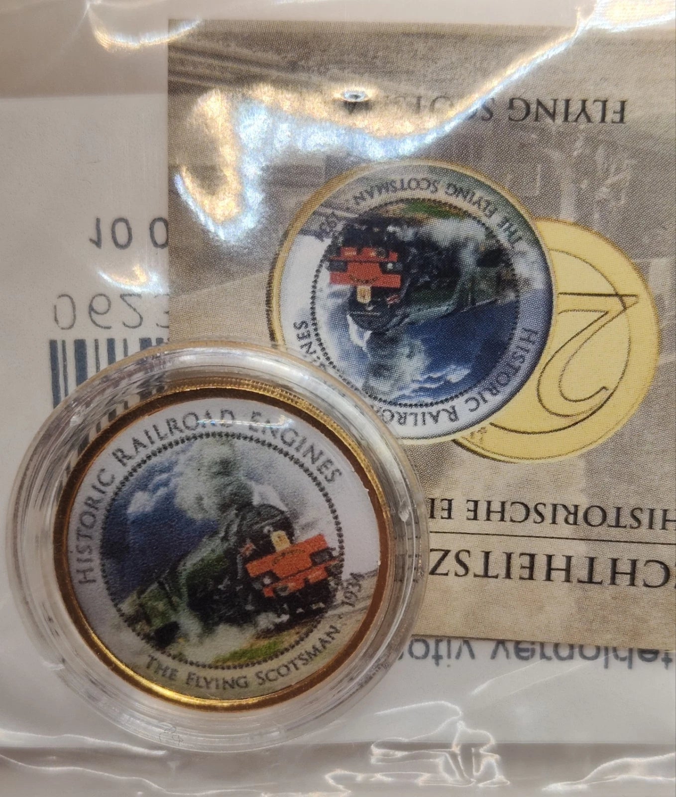 5 x 2 Euro Münze - Historische Eisenbahnen der Welt - koloriert & vergoldet