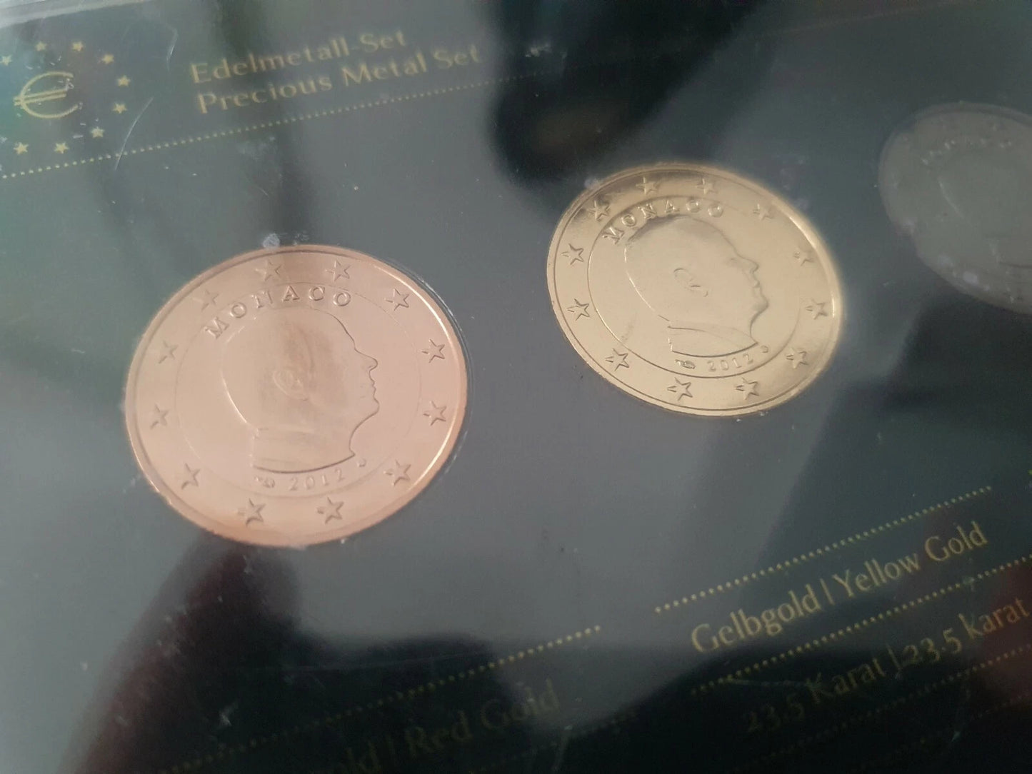 5 x 2 Euro Münzen Set - Monaco 2012 - Albert II. - Silber / Platin / Rotgold / Ruthenium / Gold