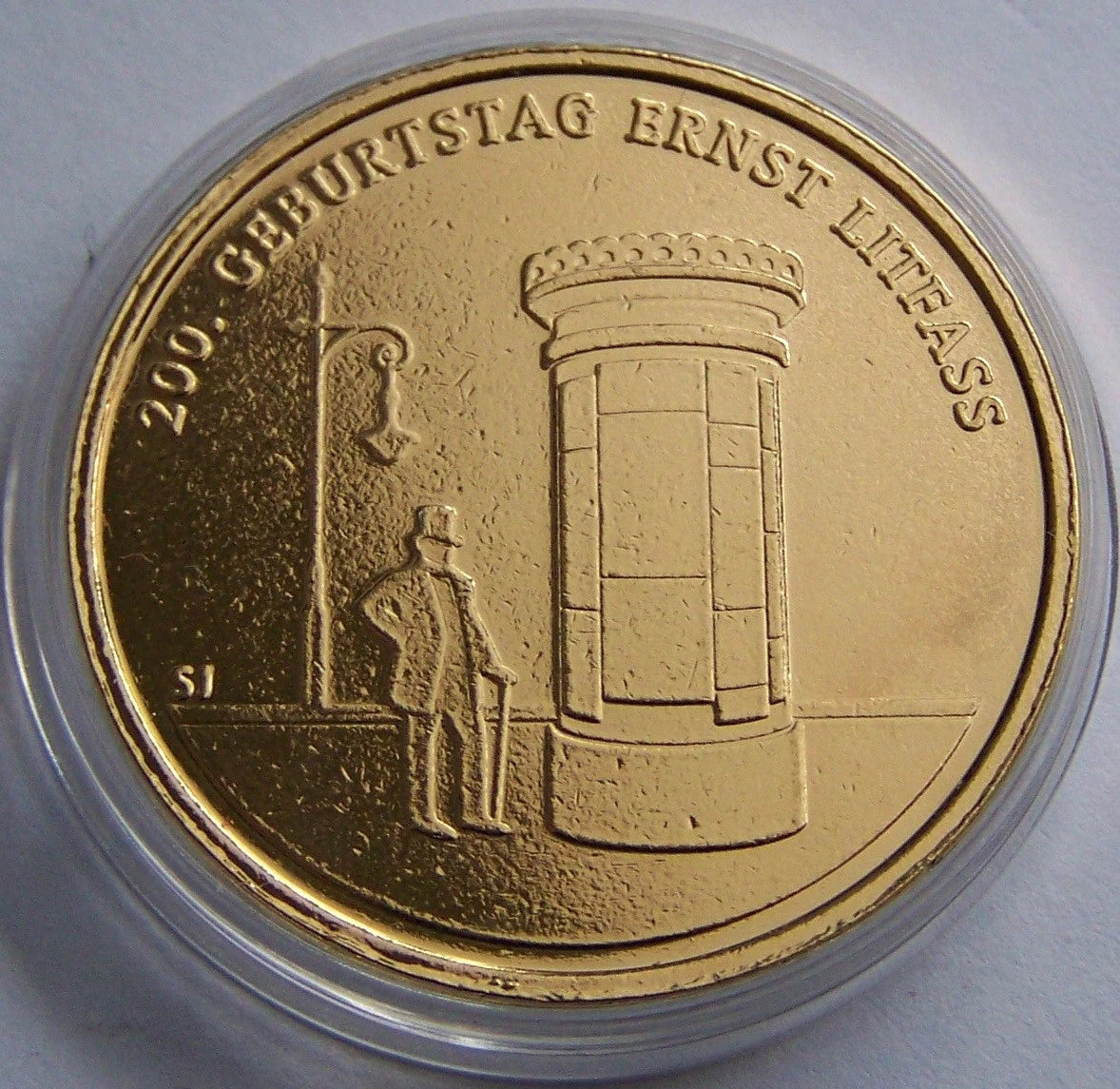 20 Euro Silbermünze - BRD -  200. Geburtstag Ernst Litfaß 2016 - vergoldet
