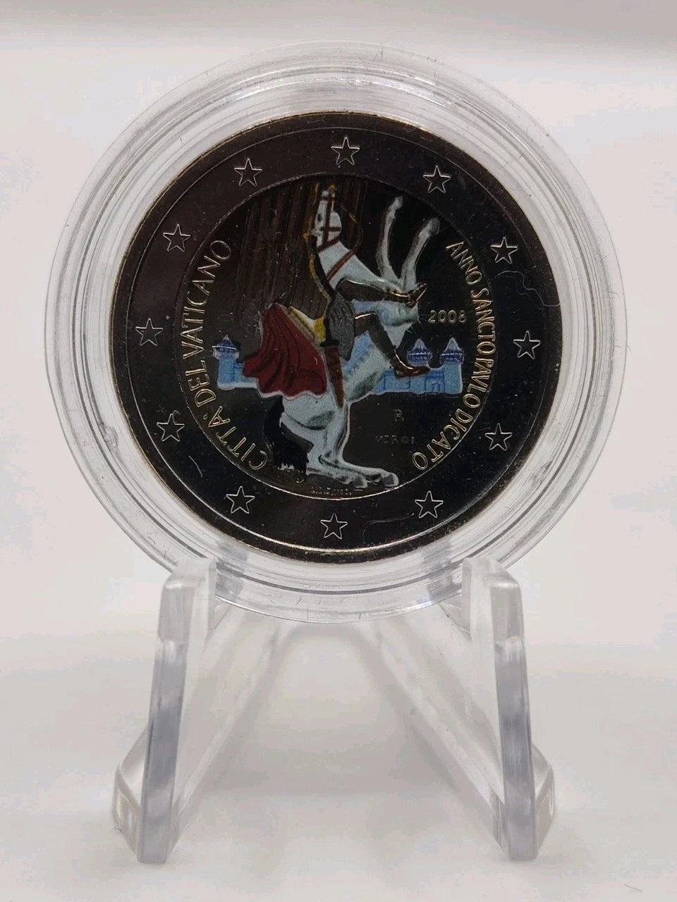 2 Euro Münze - Vatikan - Paulusjahr 2008 - koloriert - selten