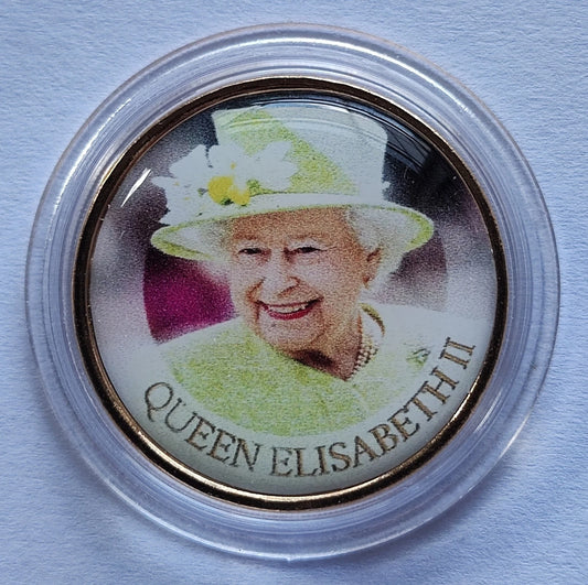 2 Euro - Queen Elizabeth II. - koloriert & vergoldet