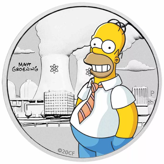 1/2 UNZE 999 SILBER - HOMER / THE SIMPSONS - KOLORIERT - SILBERMÜNZE